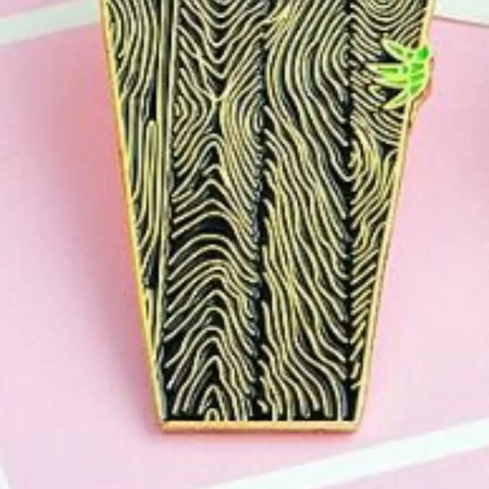 Black Gold Detailed Coffin Pin Halloween